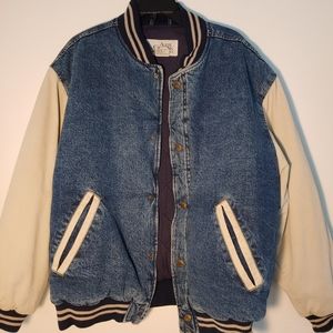 Vintage denim letterman ash creek trading size L